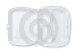 Open foam hinged three compartment meal container