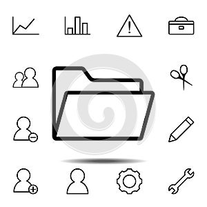Open folder icon. Simple thin line, outline vector element of minimalistic, web icons set for UI and UX, website or mobile