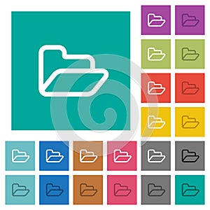 Open folder square flat multi colored icons