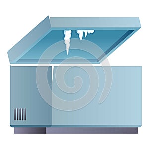Open freezer icon, cartoon style