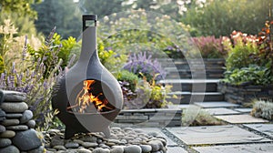 The open front of the chiminea allows for easy access to the fire and provides an unobstructed view of the dancing
