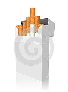 Open full pack of cigarettes isolated