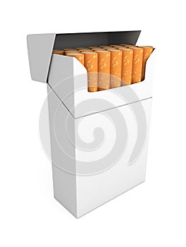 Open full pack of cigarettes isolated