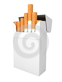 Open full pack of cigarettes isolated