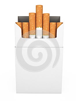 Open full pack of cigarettes isolated