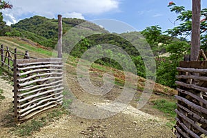 Open gate and road