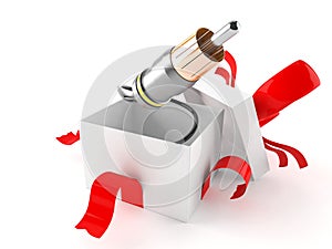 Open gift with audio cable