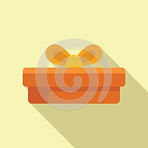 Open gift box icon flat vector. Closed happy package