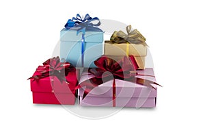 Open gift box isolated on white, blue and pink on isolated.