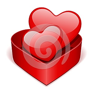 Open gift heart with two red heart