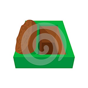 Open grave cartoon icon