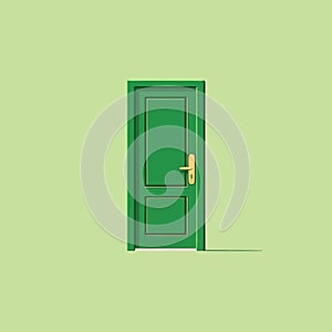 open green door vector flat minimalistic isolated illustration