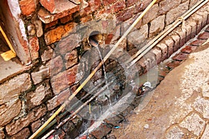 Open gutter waste water system in Fatehpur Sikri, India