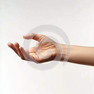 Open Hand Gesture on White Background