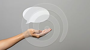 The hand with speech bubble..AI generated image