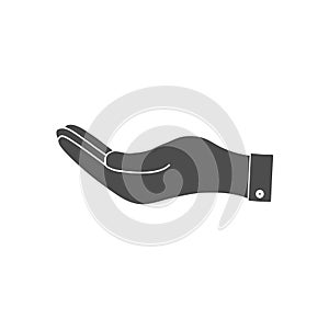 Open hand icon. Vector illustration, flat design