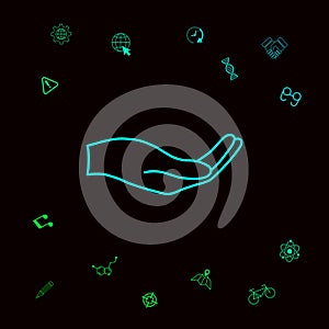 Open hand - line icon . Graphic elements for your designt