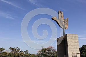 THE OPEN HAND MONUMENT, CHANDIGARH, INDIA