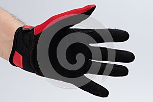 Open hand plam in sport black glove