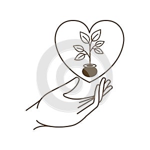 Open hand with small tree avatar character