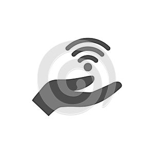 Open hand and wifi icon. Vector illustration. Flat design