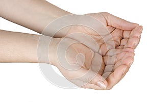 Open hands hopefully held up high