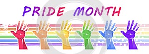 Open hands rainbow color concept