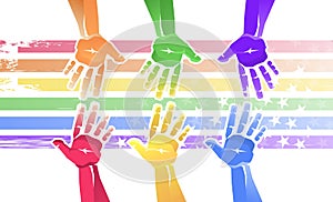 Open hands rainbow color concept