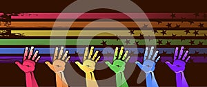 Open hands rainbow color concept