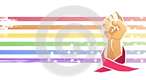 Open hands rainbow color concept