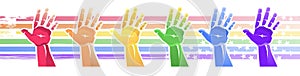 Open hands rainbow color concept