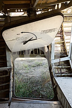 Open hatch of Ð¾ld airplane