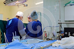 Open heart cardiac bypass surgery operation room soft focus