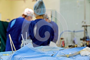 Open heart cardiac bypass surgery operation room soft focus