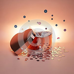 Open Heart-Shaped Box with Sequins