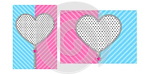 Open heart zipper with cute lock on bright blue pink background.