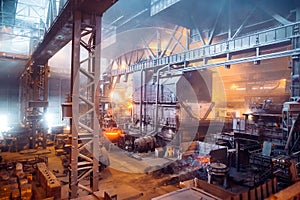 Open hearth workshop of the metallurgical plant.