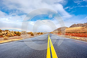 Open highway and rainbow