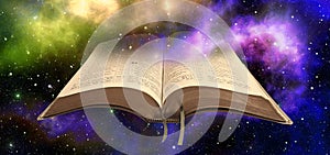 open holy bible space galaxy peace love religion religious scripture stars universe god