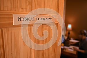 Open Hospital Door to a PHYSICAL THERAPY Room,Healthcare and pe