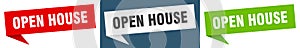 open house banner. open house speech bubble label set.