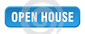 open house button. open house square 3d push button.