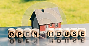 Open house concept. Cubes form the words `open house`