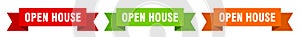 Open house ribbon. open house isolated paper sign. banner