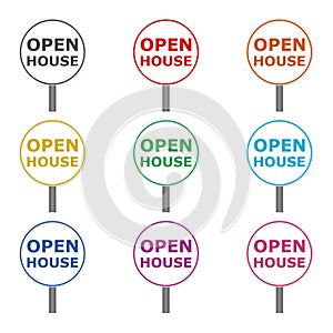 Open House sign icon or logo, color set