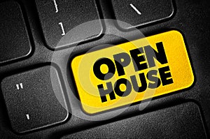 Open House text button on keyboard, concept background