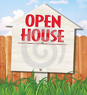 Open House Yard Sign Wood Colorful