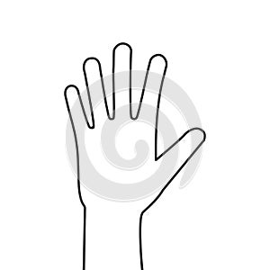 Open human hand palm icon on white background. Vector illustration, flat design