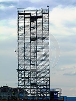 Open jumping tower by the Danube in Budapest in 2017