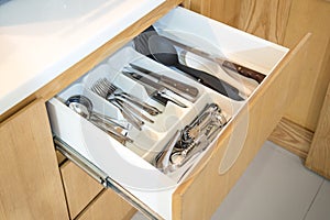 Open kitchen drawer